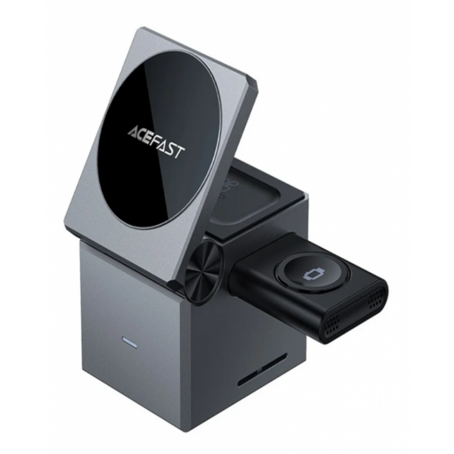 ACEFAST E18 Rubik's Cube 3-in-1 wireless charging holder metal gray