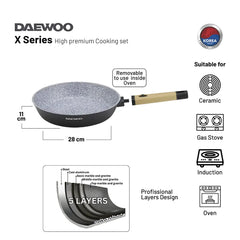 Daewoo Granite Frying Pan-DFP 280R-Brown