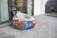 Bestway44" X 44" X 26"/1.12M X 1.12M X 66CM Inflate-A-Chair Graffiti Air Chair (Contents:chair, repair patch,)
