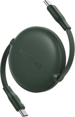 كابل فولتمي باورلينك يويو 5 أمبير 1.0 متر قابل للسحب (كابل ثنائي الاتجاه قابل للسحب) من النوع C إلى النوع C، لون أخضر، صنع في إنجلترا