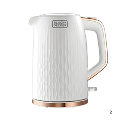 Black & Decker Premium Plastic Kettle 1.7L 2200W with Wave pattern texture with rose gold trim