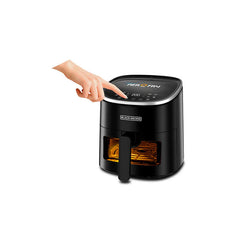 BLACK+DECKER Aerofry Digital Air Fryer, 1300W, 4.2 litres Capacity, Rapid Hot Air Circulation for Frying, Grilling, Baking and Broiling, Brushed Finish, Viewing Window - Black,