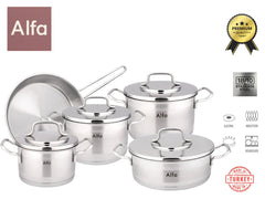 Alfa Premium 9-Piece 18/10 Stainless Steel Cookware Set – HM400 - Turkey