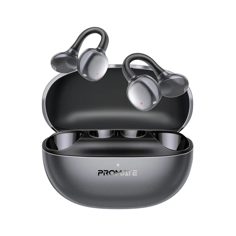Promate AudioFit™ Open Ear Clip On TWS Earbuds w/ IntelliTouch ,Smart Touch Contro,Black