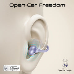 Promate AudioFit Open Ear Clip On TWS Earbuds w/ IntelliTouch , Smart Touch Contro,perple