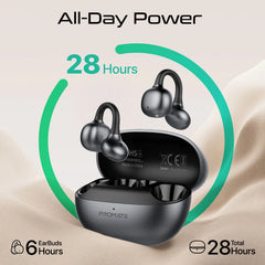 Promate AudioFit™ Open Ear Clip On TWS Earbuds w/ IntelliTouch ,Smart Touch Contro,Black