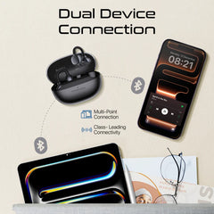 Promate AudioFit™ Open Ear Clip On TWS Earbuds w/ IntelliTouch ,Smart Touch Contro,Black