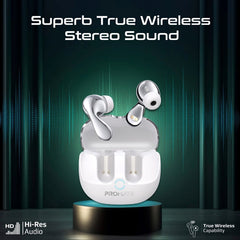 Promate High-Definition Hybrid ANC TWS Earbuds with intellitouch,White
