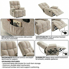 Lounge Recliner Sofa – Premium Chenille Fabric Comfort Design (88×94×103 cm) – Beige