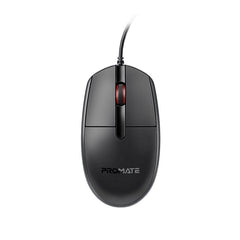 Promate 3 Button Wired Optical Mouse with 1200dpi ,BLACK