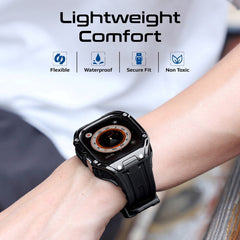 جراب ساعة متين للحماية مع سوار ساعة من مادة TPU - أسود