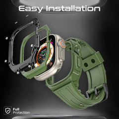 جراب حماية متين للساعة مع سوار ساعة من مادة TPU - أخضر داكن