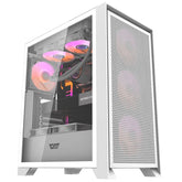 DarkFlash DRX70 MESH ATX Mid Tower Gaming Case - White (4 ARGB Fans Included)