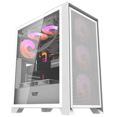 DarkFlash DRX70 MESH ATX Mid Tower Gaming Case - White (4 ARGB Fans Included)