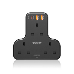 XPower WSS2 PD 20W 3 Outlet T-Shaped Extension Socket - Black