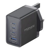 Promate - 67W Power Delivery GaNFast™ Charger with Quick Charge 3.0 ,BLACK