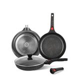 OSFE 24cm Non-Stick Ceramic Induction Aluminum Fry Pan with Removable Handle & Clear Glass Lid - Oven Safe