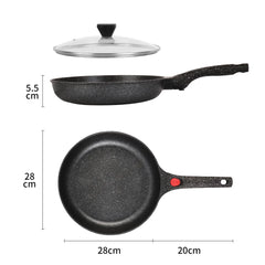 OSFE 24cm Non-Stick Ceramic Induction Aluminum Fry Pan with Removable Handle & Clear Glass Lid - Oven Safe