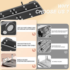 Black Bull Multi-Functional Foldable Pilates Reformer Abdominal Core Trainer with A B Roller Wheels for Workout Exercise