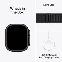 Apple Watch Ultra 3 GPS + Cellular 49mm Black Titanium Case with Black Alpine Loop - Large