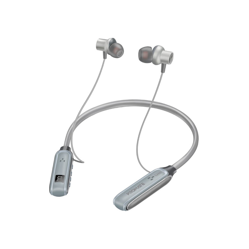 Promate - Leap
150 Hours Play-Time Dynamic Wireless Neckband Earphones,Silver