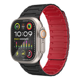 سوار ساعة من السيليكون المغناطيسي الفاخر مع حلقة معدنية - أسود