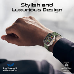 سوار ساعة من السيليكون المغناطيسي الممتاز مع حلقة معدنية - أخضر