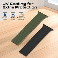 سوار ساعة من السيليكون المغناطيسي الممتاز مع حلقة معدنية - أخضر