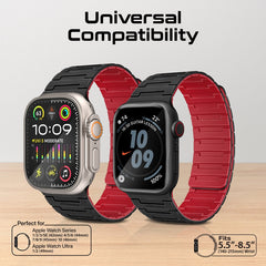 سوار ساعة من السيليكون المغناطيسي الفاخر مع حلقة معدنية - أسود