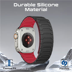 سوار ساعة من السيليكون المغناطيسي الفاخر مع حلقة معدنية - أسود