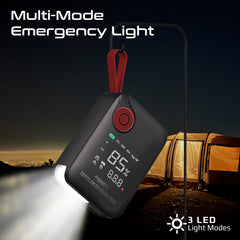 جهاز تشغيل محمول عالي السعة 800 أمبير/12 فولت، ضاغط هواء 150 رطل لكل بوصة مربعة، مزود ببطارية متنقلة 10000 مللي أمبير ومصباح يدوي