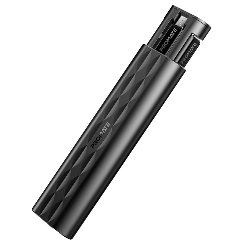 Promate Compact All in 1 Charging Cable and Travel Kit ,USB-C to Lightning, USB-A, Micro-USB Adaptors,Black