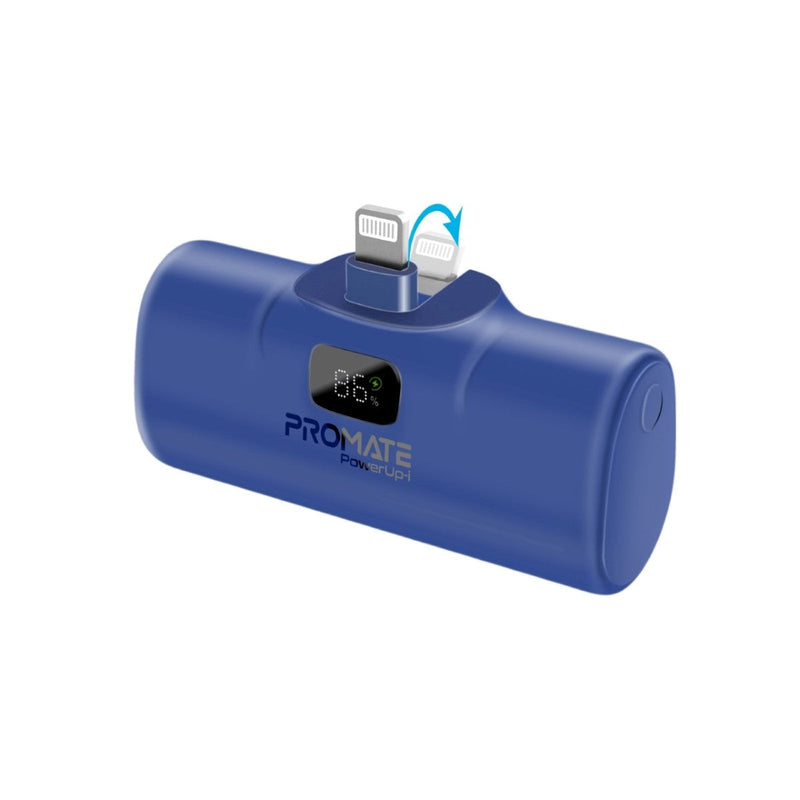 Promate-5000mAh Ultra-Compact Fast charging Power Bank with In-Built USB-C Connector,Blue
