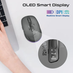 Promate Silent-Click 1600DPI Triple-Mode Rechargeable Mouse w/ Multi-Device Connectivity,800/1200/1600Dpi,Black
