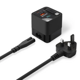 XPower GX65B 3 in 1 65W GaN PD Desktop Charger 2 Port Type-C cable - Black-4895246609270
