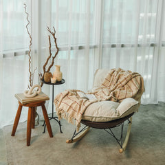 SOMA Nest Rocker Chair – Cozy Ergonomic Rocking Design – Premium Fabric – Beige Brown
