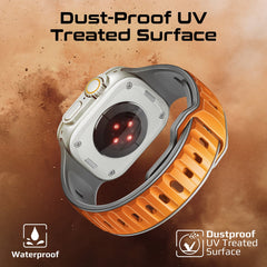 سوار ساعة رياضي متين من السيليكون بلونين - برتقالي