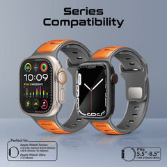 سوار ساعة رياضي متين من السيليكون بلونين - برتقالي