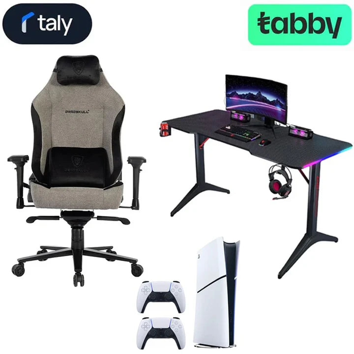 Bundle : Sony PlayStation 5 (PS5) Console Slim - Digital Edition + Sony (PS5) Controller + Gamax D2208B Gaming Desk + Deadskull Gaming Chair