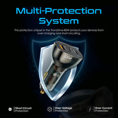 شاحن سيارة سريع الشحن من بروميت - شفاف بقوة 80 واط