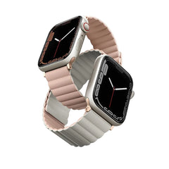 سوار ساعة أبل ريفيكس القابل للعكس من يونيك، مغناطيسي، مقاس 42/44/45 مم، لون روز (وردي/بيج)