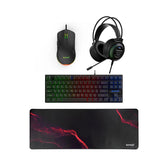 Gamax GM-645 4-in-1 Wired PC Accessory Set (Ar Keyboard, Mouse, Mousepad, Headset) - Black