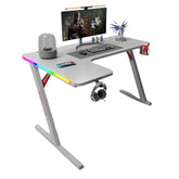 Gamax P201-LW RGB Carbon fiber Gaming Table 140*100*74 cm with Mousepad (L Shape - Left) - White