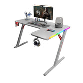 Gamax P201-RW RGB Carbon fiber Gaming Table 140*100*74 cm with Mousepad (L Shape - Right) - White