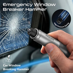 PROMATE All-in-One Emergency Rescue Tool with Hammer, Seatbelt Cutter & LED Light,Black