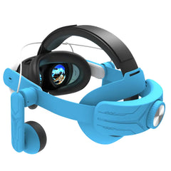 Gamax Adjustable Headmount with Earphones for Meta Quest 3 (c3)- Blue