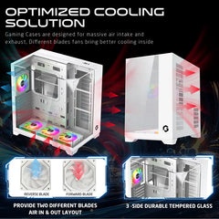 GAMEON Valkyrie I Series Mid Tower Gaming Case 4 Fans - White