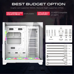 GAMEON Valkyrie I Series Mid Tower Gaming Case 4 Fans - White