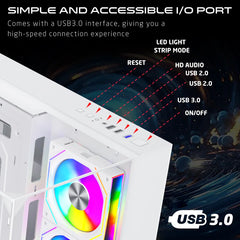GAMEON Valkyrie I Series Mid Tower Gaming Case 4 Fans - White