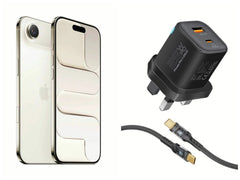 Apple iPhone Air 512GB Light Gold +Promate 25W Dual Port PD Wall Charger with 60W USB-C Cable, Quick Charge 3.0 Port, and 1.2m Transparent 60W Cable